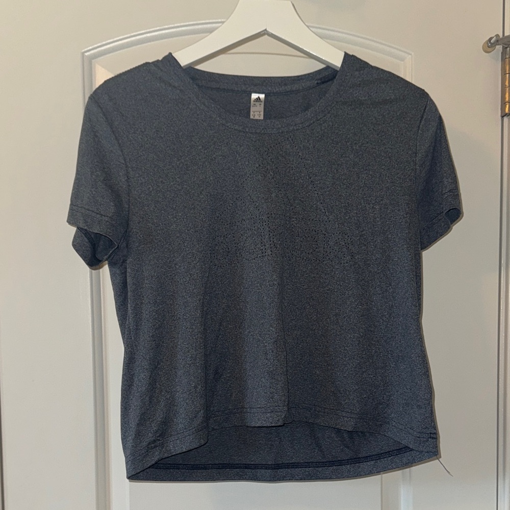 adidas Charcoal Women's Cropped Short Sleeve Tee